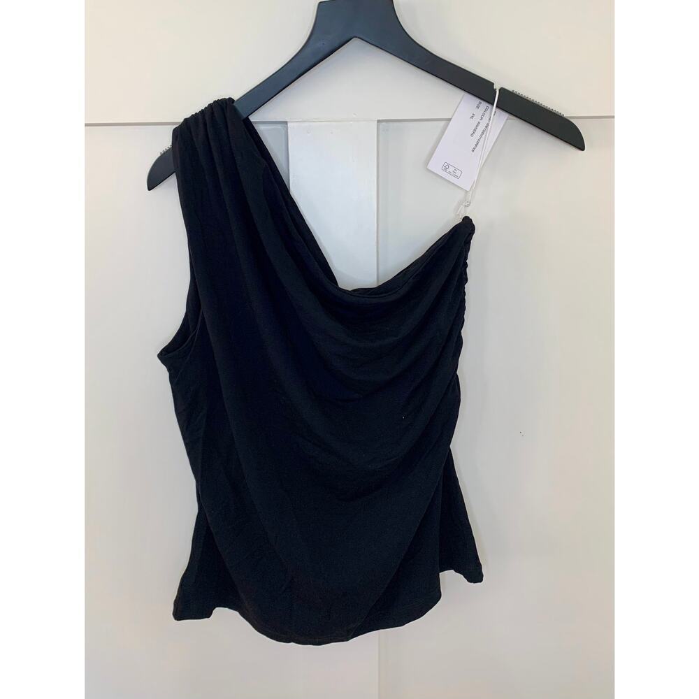 8 By Yoox One Shoulder Top in Black Size XXL Woven Pullover Gothic Party